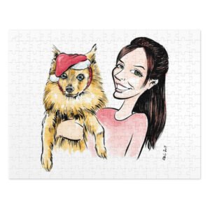 Custom Pet Portrait on Jigsaw Puzzle and its metal box - Hand-Drawn Watercolor