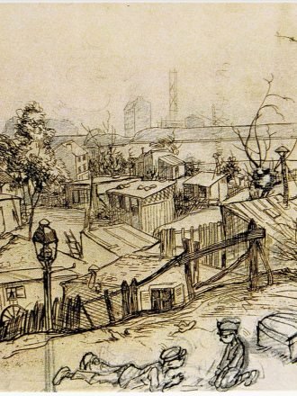 Drawing of the 'Maquis', a Montmartre shanty town that inspired his 'poulbots'