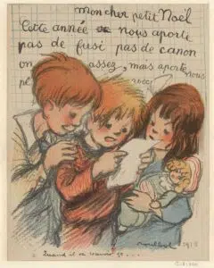 A child writing a letter to Santa Claus.