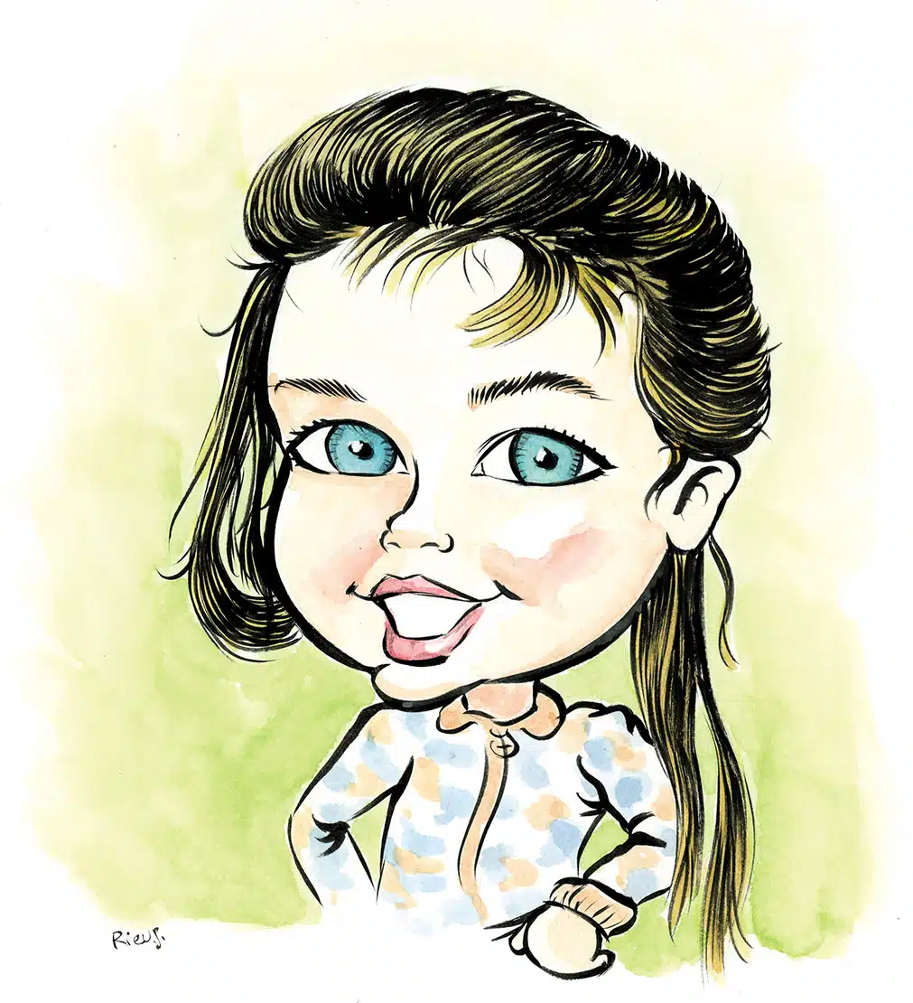 Custom caricature hand-drawn by Sébastien Rieu