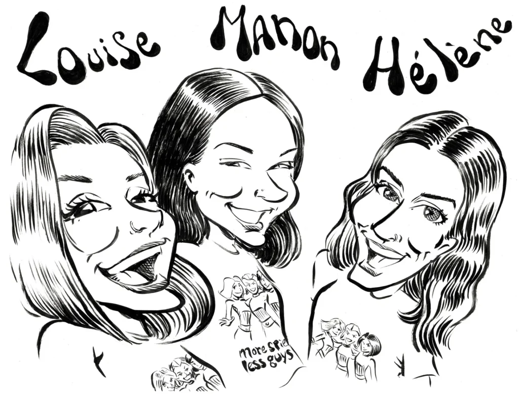 Caricature de groupe pour un enterrement de vie de jeune fille