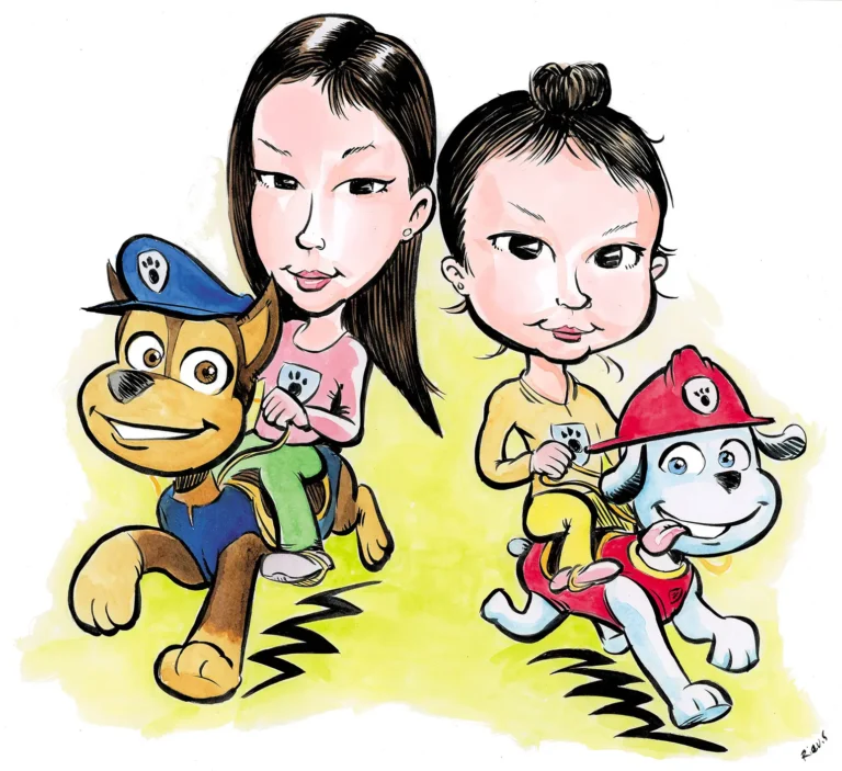 Custom caricature of a dog for its birthday