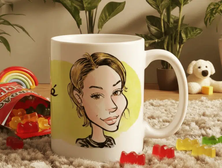 Caricature mug with candy
