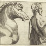 Bearded man raising his right arm. Preparatory study for a Vatican fresco by Giuseppe Porta (1562-1564).