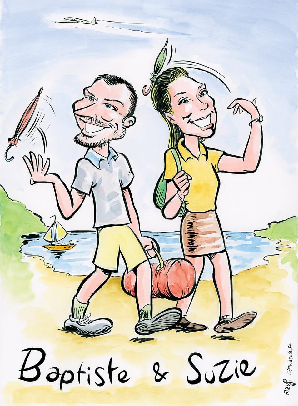 Retirement caricature portrait