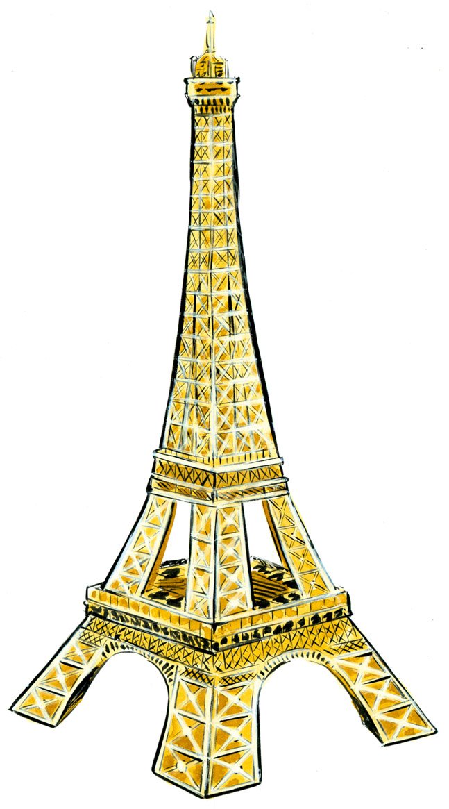 Eiffel Tower sepia watercolour
