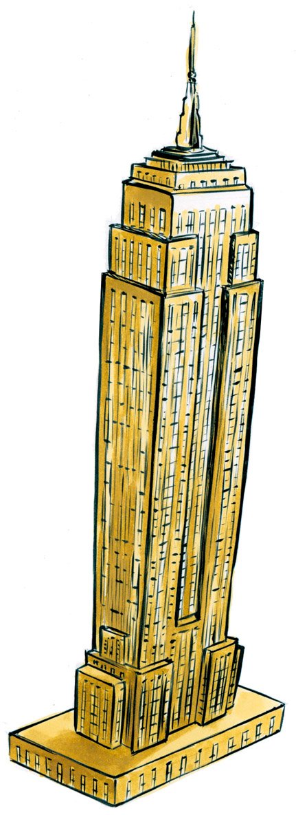 Empire State Building sepia watercolour
