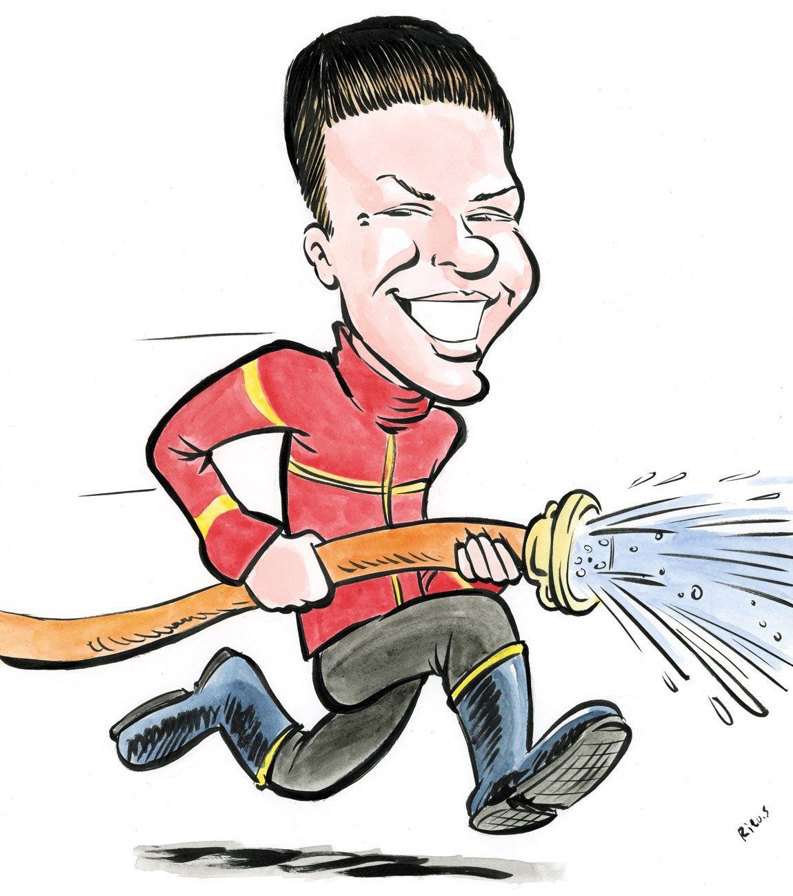 Firefighter birthday caricature