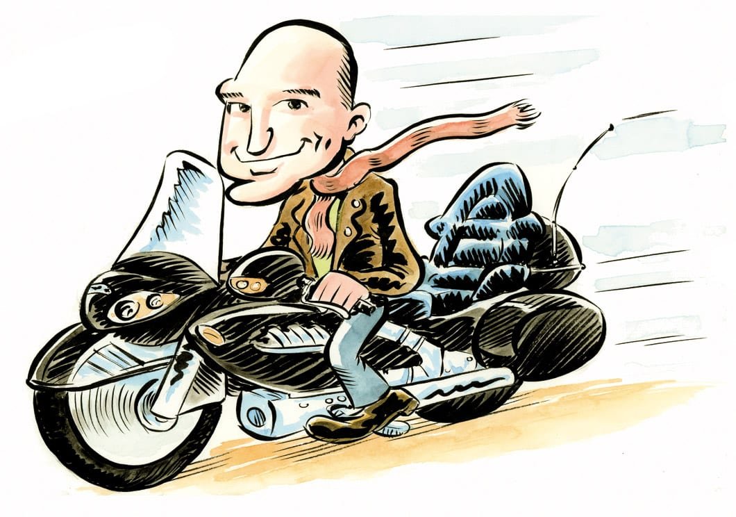 Retirement motorcycle caricature gift