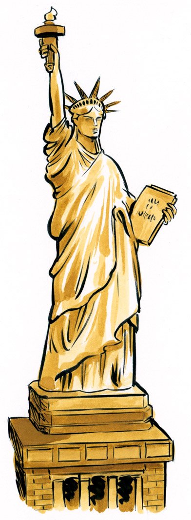 Statue of Liberty sepia watercolour