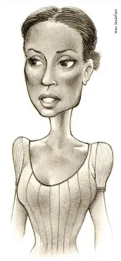 Alyssa Milano caricature by Sébastien Rieu