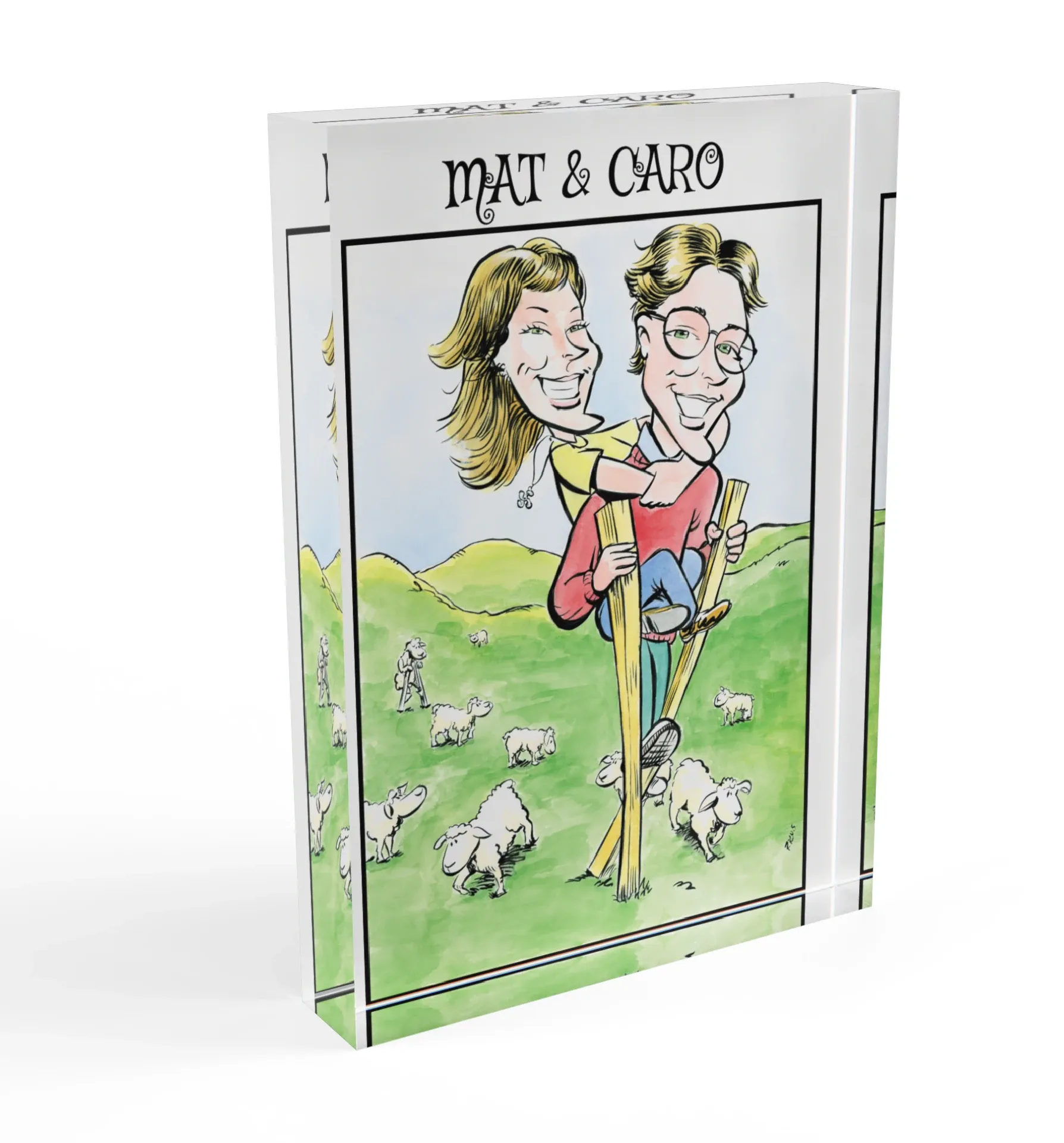 Premium acrylic desk display with a custom caricature