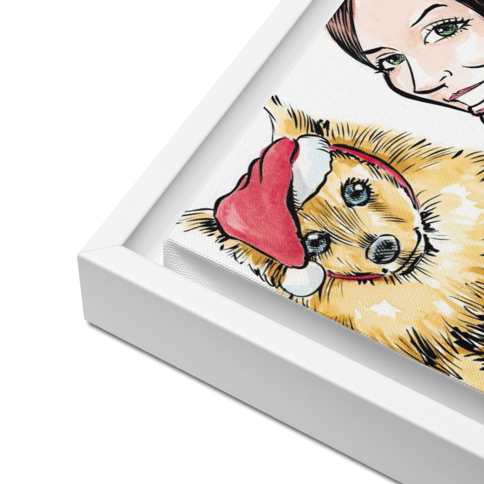 Premium framed canvas print with a custom caricature