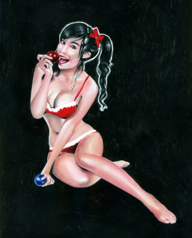 Painting Elly Tran Ha Christmas Pin-Up by Sébastien Rieu