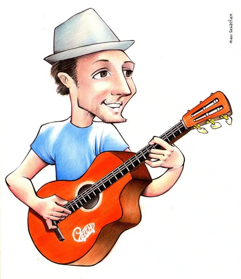Jason Mraz caricature by Sébastien Rieu