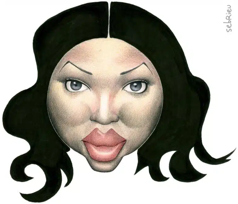 Naomi Campbell caricature by Sébastien Rieu