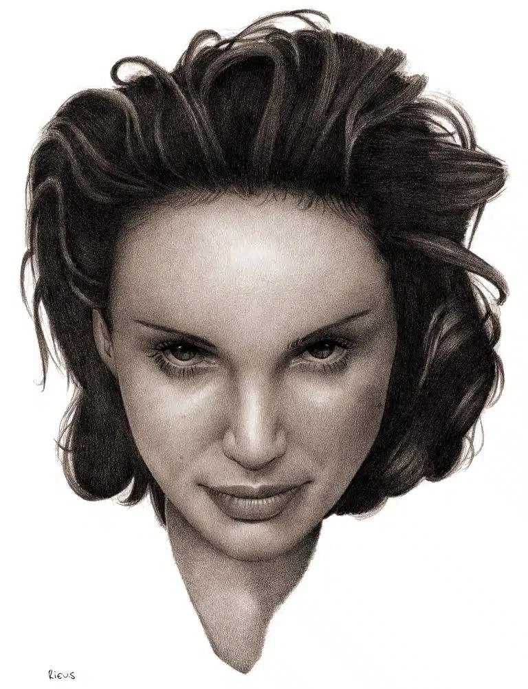 Realistic portrait Natalie Portman by Sébastien Rieu