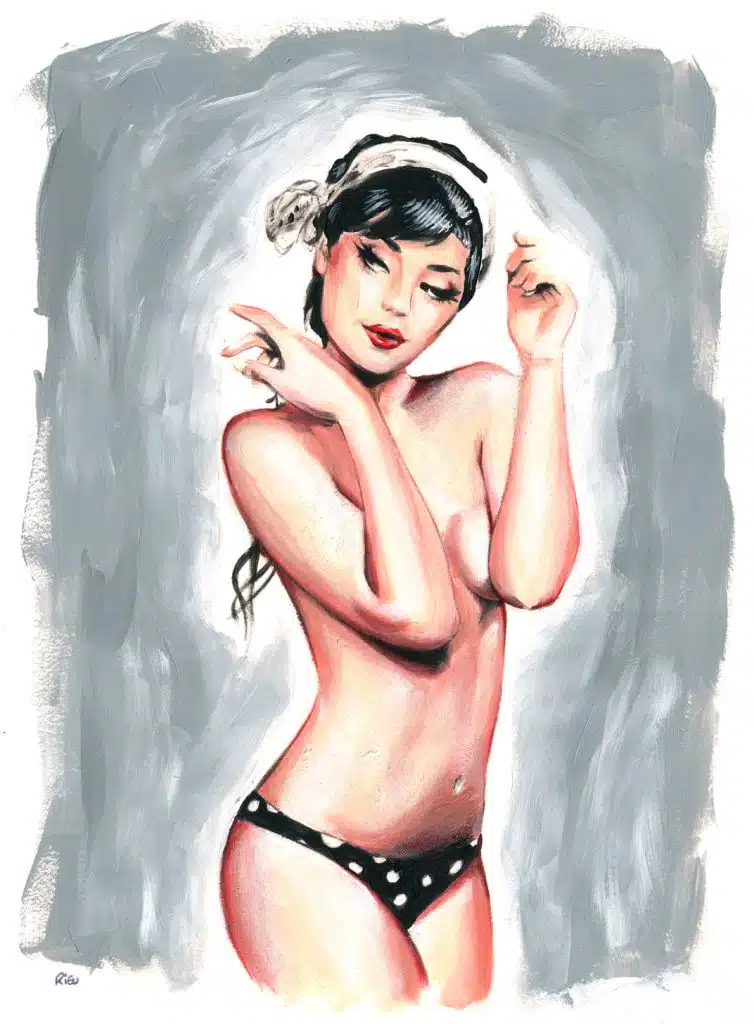 Classic Pin-Up painting by Sébastien Rieu