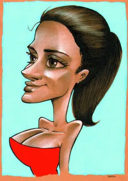 Salma Hayek caricature by Sébastien Rieu