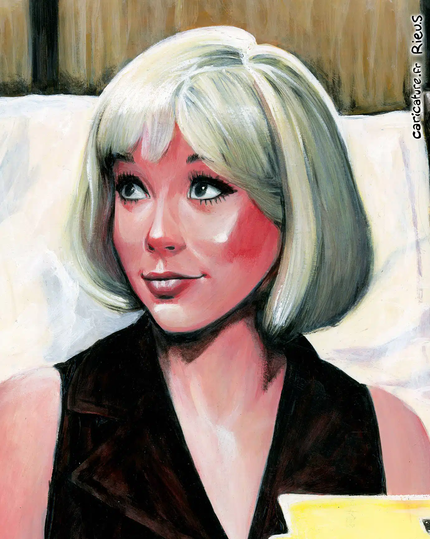 Mireille Darc en la película Les Barbouzes, pintura acrílica