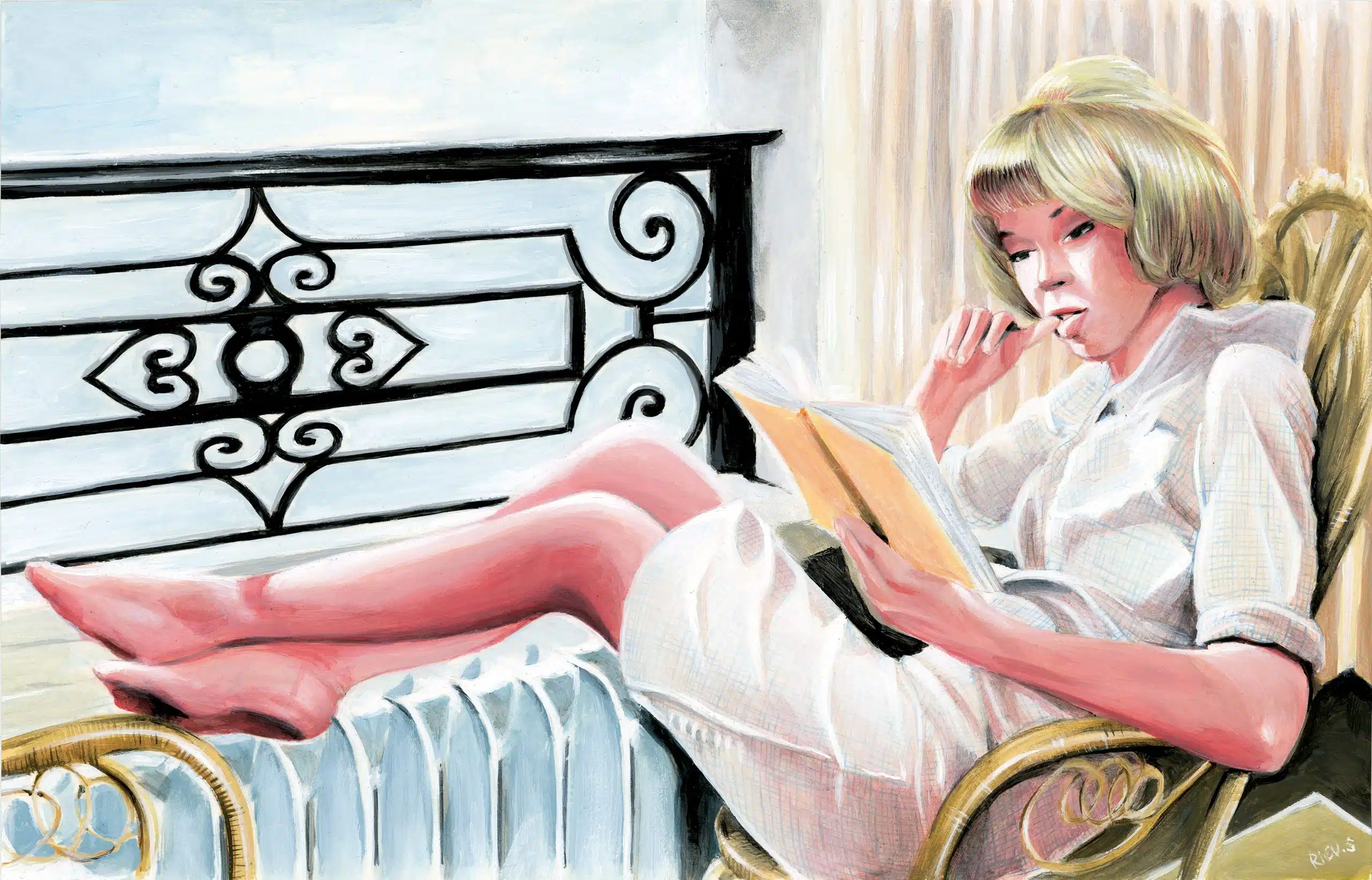 Mireille Darc en la película Les Bons Vivants, pintura acrílica