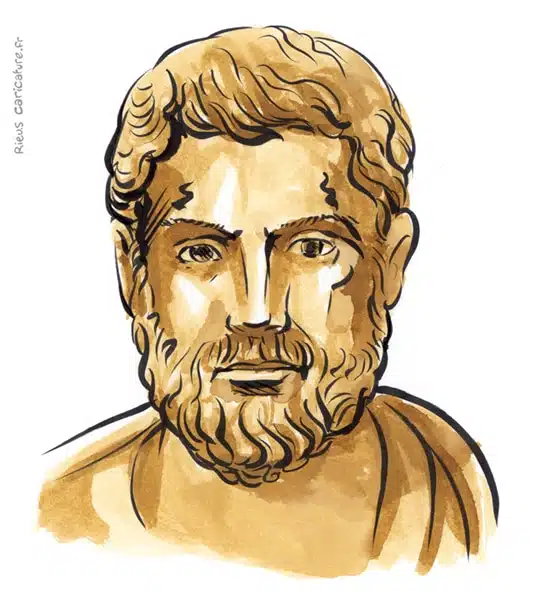 Sepia watercolor portrait of Cleisthenes — Father of democracy — ~570–508 av. J.-C. · Sébastien Rieu