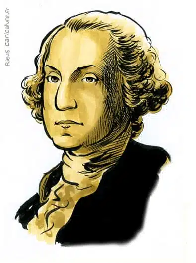 Sepia watercolor portrait of George Washington — 1st President — 1732–1799 · Sébastien Rieu