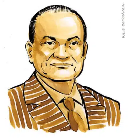 Sepia watercolor portrait of Hosni Moubarak — President — 1928–2020 · Sébastien Rieu