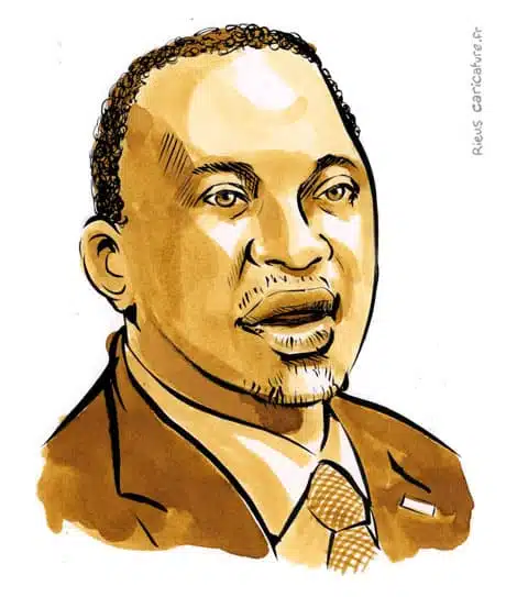 Sepia watercolor portrait of Jomo Kenyatta — President — ~1897–1978 · Sébastien Rieu