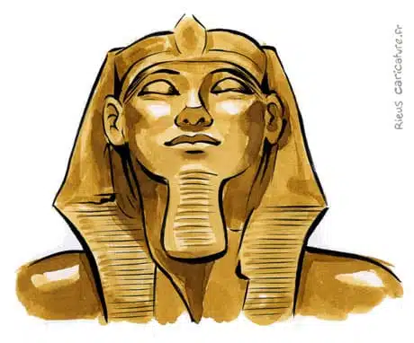 Sepia watercolor portrait of Khufu — Pharaoh — ~2589–2566 av. J.-C. · Sébastien Rieu