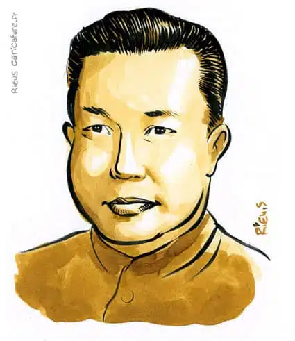 Sepia watercolor portrait of Pol Pot — Dictator — 1925–1998 · Sébastien Rieu