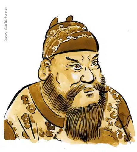 Sepia watercolor portrait of Qin Shi Huangdi — 1st Emperor — 259–210 av. J.-C. · Sébastien Rieu
