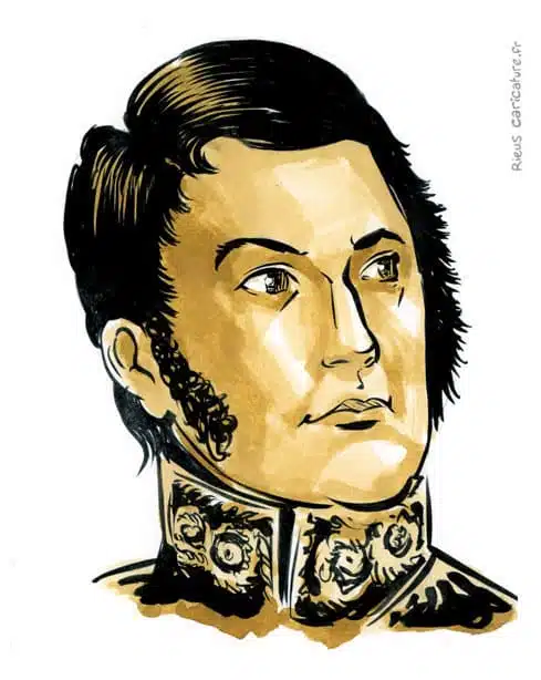 Sepia watercolor portrait of José de San Martín — Liberator of Argentina — 1778–1850 · Sébastien Rieu