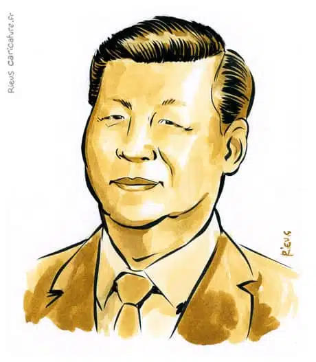 Sepia watercolor portrait of Xi Jinping — President — 1953– · Sébastien Rieu