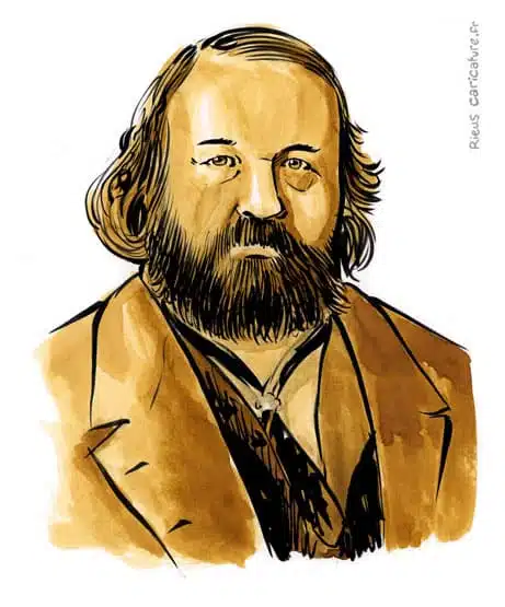 Sepia watercolor portrait of Mikhail Bakunin — Anarchiste — 1814–1876 · Sébastien Rieu