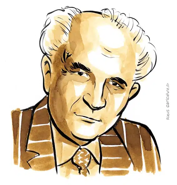 Sepia watercolor portrait of David Ben-Gurion — Prime Minister — 1886–1973 · Sébastien Rieu