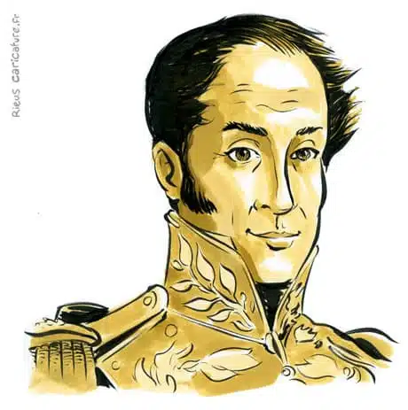 Sepia watercolor portrait of Simón Bolívar — Liberator of Venezuela — 1783–1830 · Sébastien Rieu