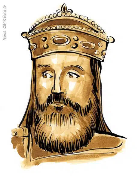 Sepia watercolor portrait of Charlemagne — Empereur d'Occident — 742–814 · Sébastien Rieu