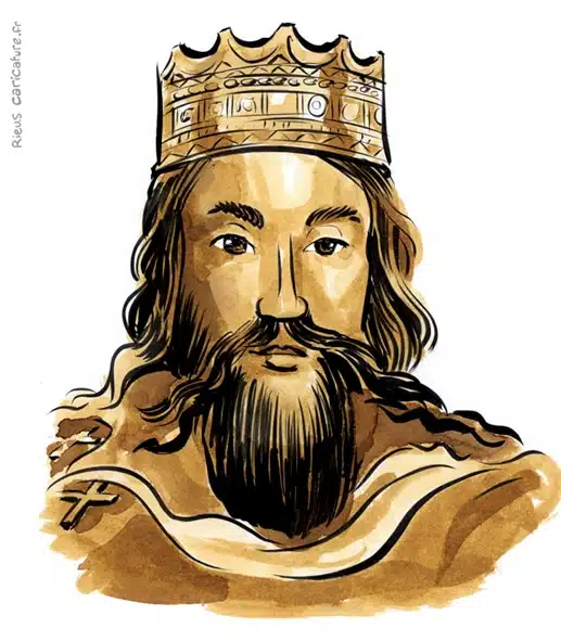 Sepia watercolor portrait of Clovis I — Roi des Francs — ~466–511 · Sébastien Rieu