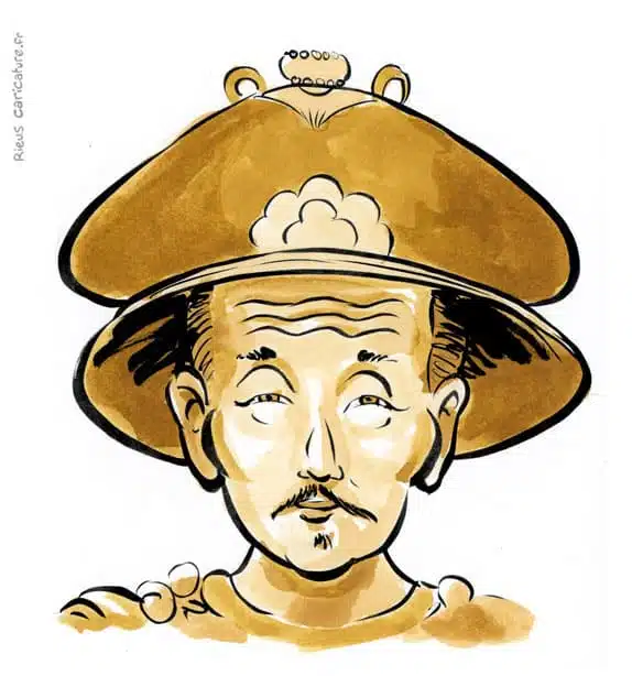 Sepia watercolor portrait of Daoguang Emperor — Qing Emperor — 1782–1850 · Sébastien Rieu
