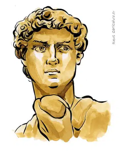 Sepia watercolor portrait of King David — King of Israel — ~1040–970 av. J.-C. · Sébastien Rieu