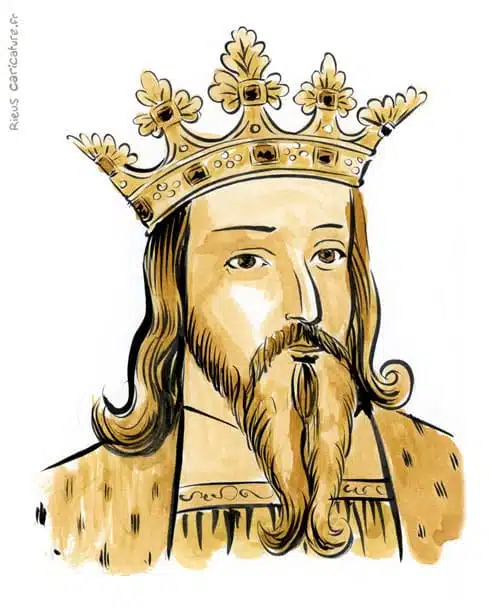 Sepia watercolor portrait of Edward III — Roi — 1312–1377 · Sébastien Rieu