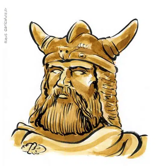 Sepia watercolor portrait of Erik the Red — Viking explorer — ~950–1003 · Sébastien Rieu
