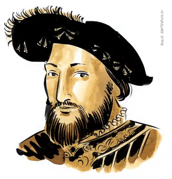 Sepia watercolor portrait of Francis I of France — Roi de France — 1494–1547 · Sébastien Rieu