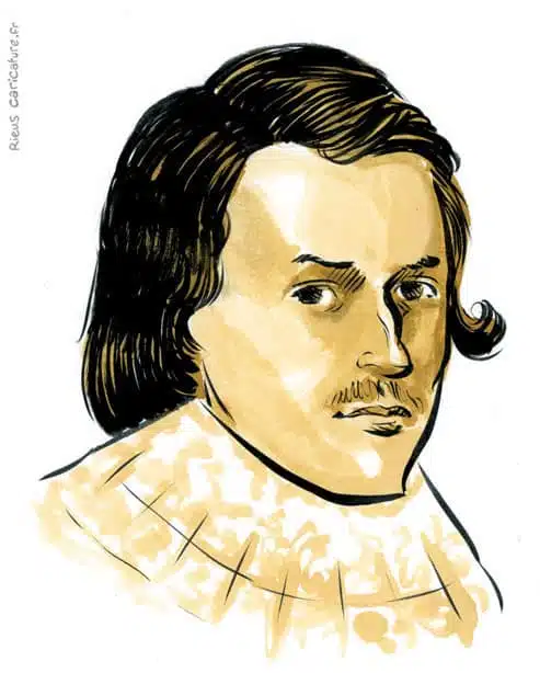 Sepia watercolor portrait of Georges Villiers — Duc de Buckingham — 1592–1628 · Sébastien Rieu