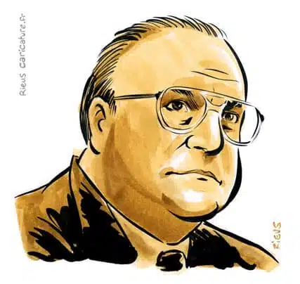 Sepia watercolor portrait of Helmut Kohl — Chancellor — 1930–2017 · Sébastien Rieu