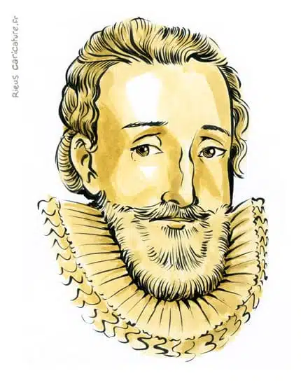 Sepia watercolor portrait of Henry IV of France — Roi de France — 1553–1610 · Sébastien Rieu