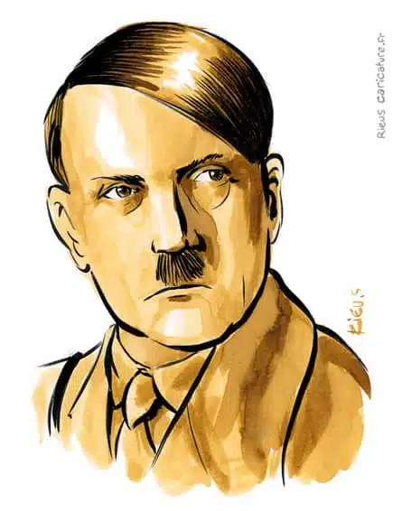 Sepia watercolor portrait of Adolf Hitler — Dictator — 1889–1945 · Sébastien Rieu
