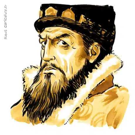 Sepia watercolor portrait of Ivan the Terrible — Tsar — 1530–1584 · Sébastien Rieu