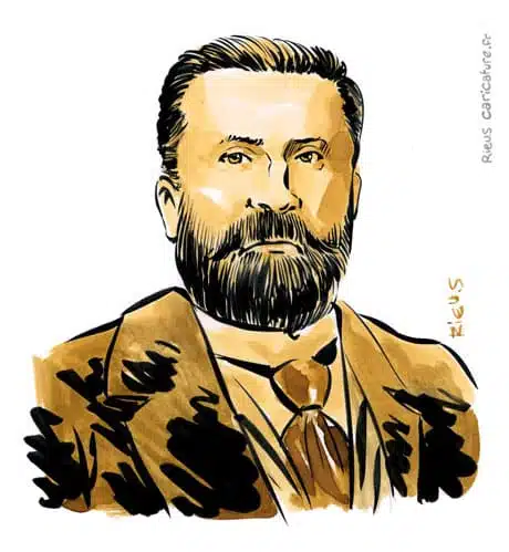 Sepia watercolor portrait of Jean Jaurès — Homme politique — 1859–1914 · Sébastien Rieu